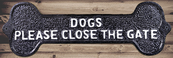 Cast Iron Large Sign Dogs, Please Close The Gate